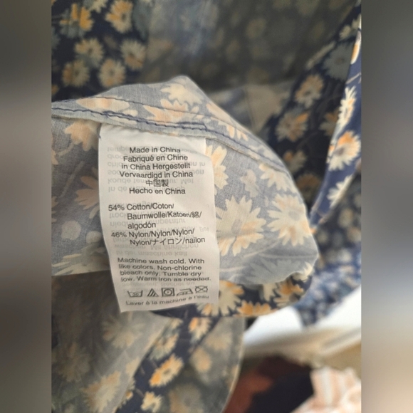 Madewell blue and white floral drawstring waist snap front raincoat | XS - Picture 5 of 7